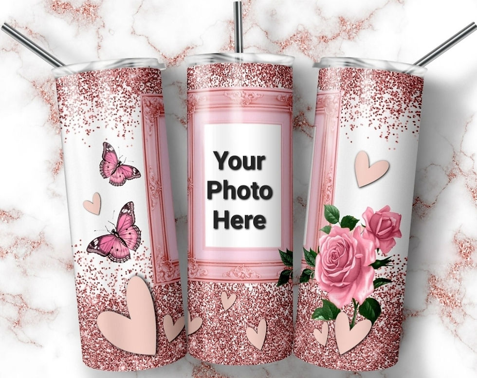 Pink photo tumbler