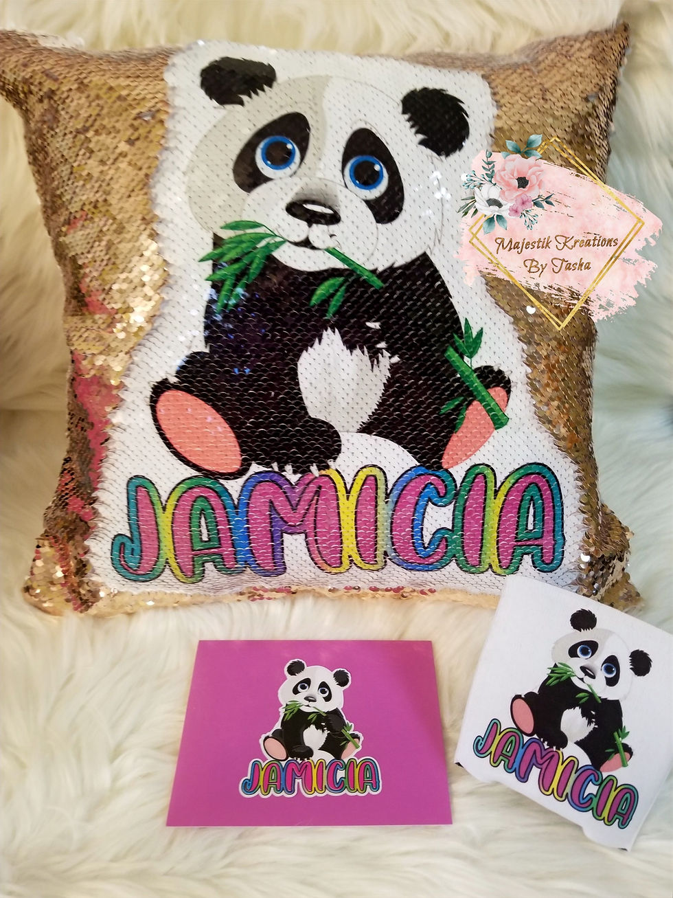 Panda Sequin Pillow