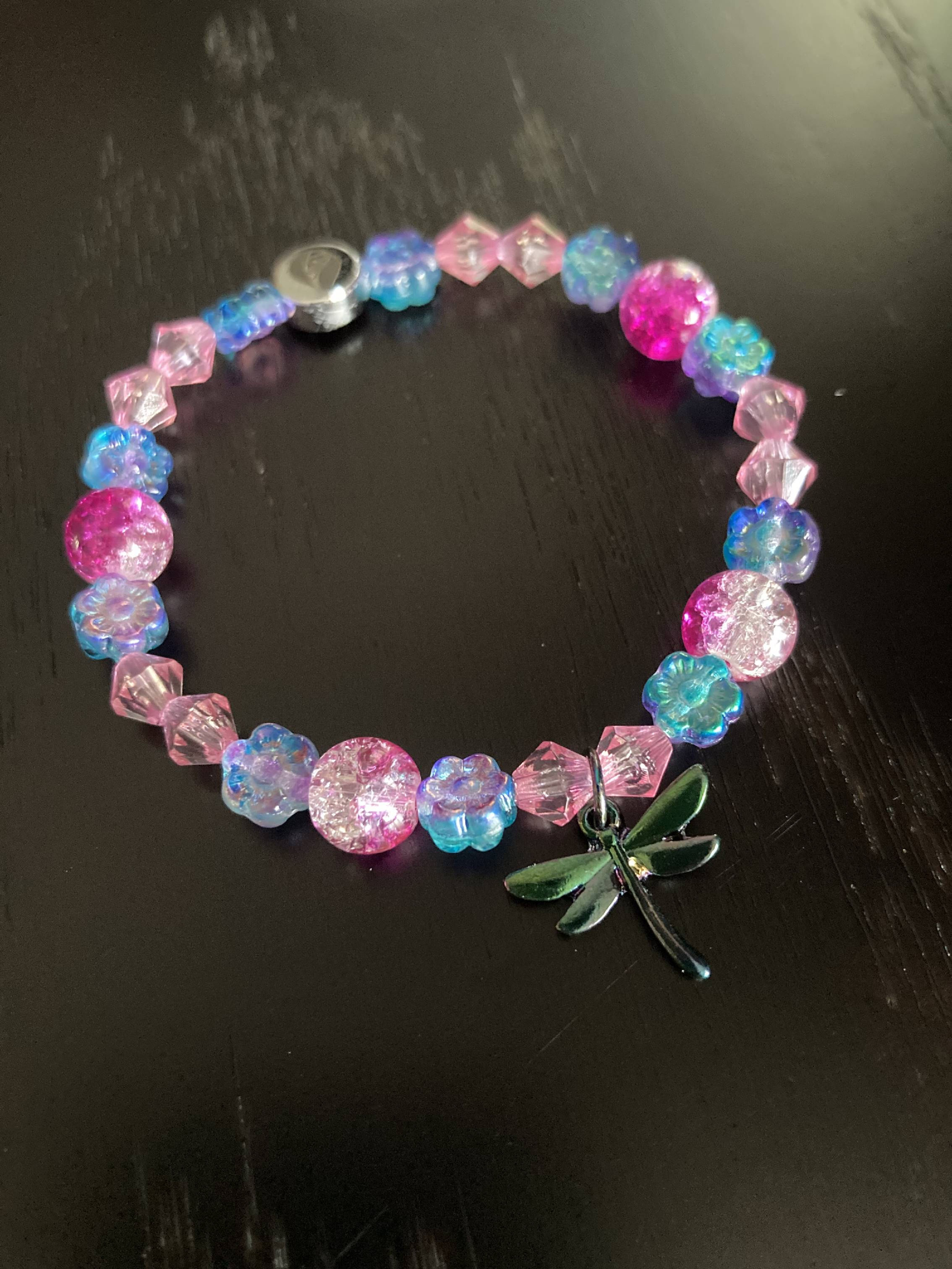 small pink and purple glass bracelet