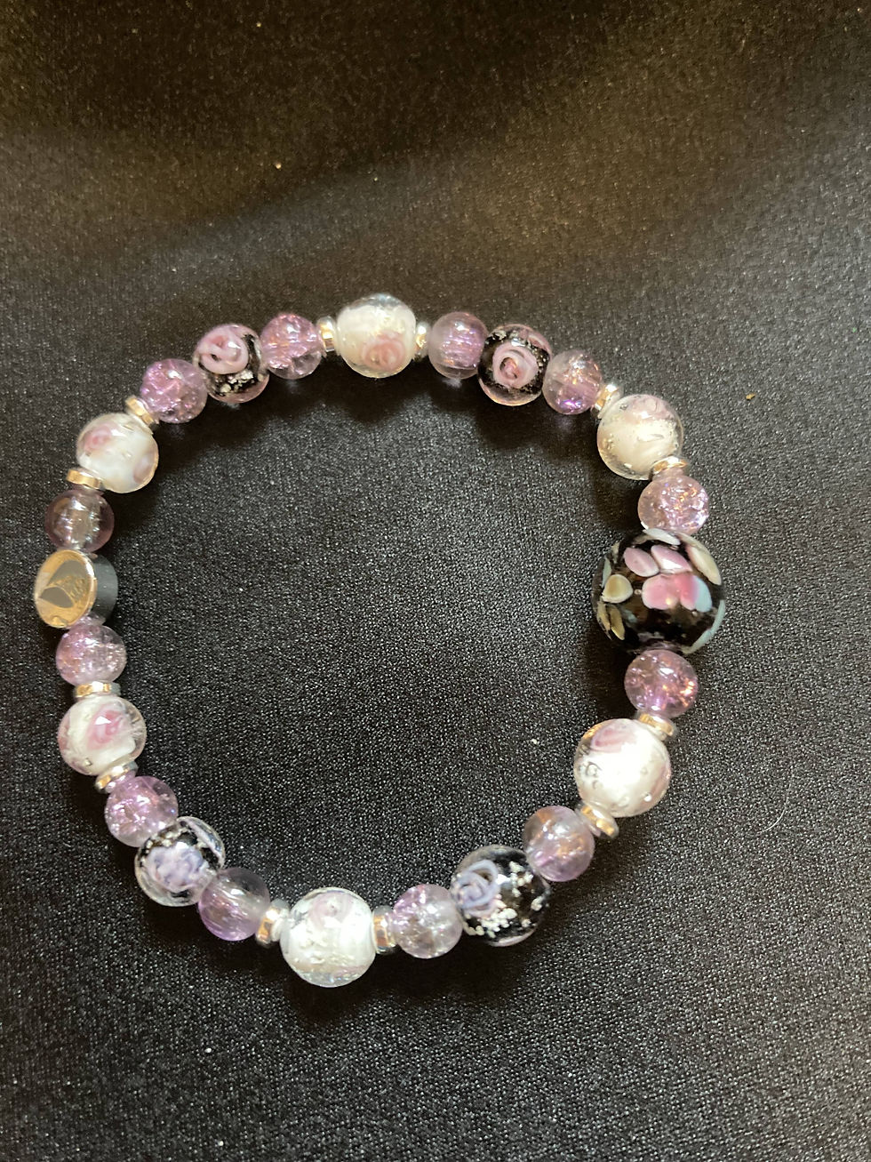 Thumbnail: Picture of pink, black and white bracelet