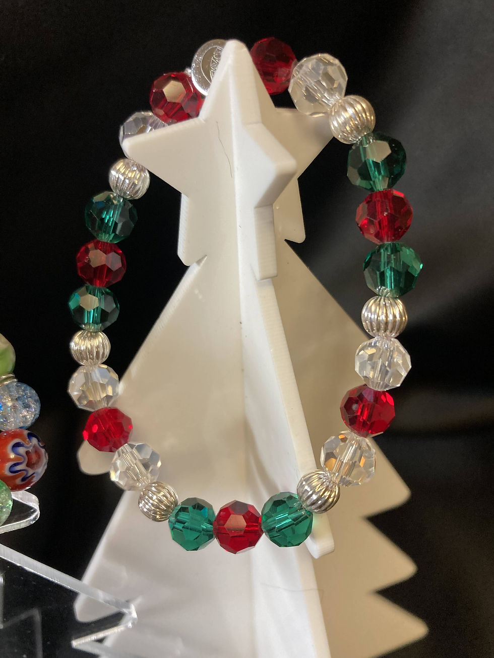 Thumbnail: red, green and clear crystal bracelet