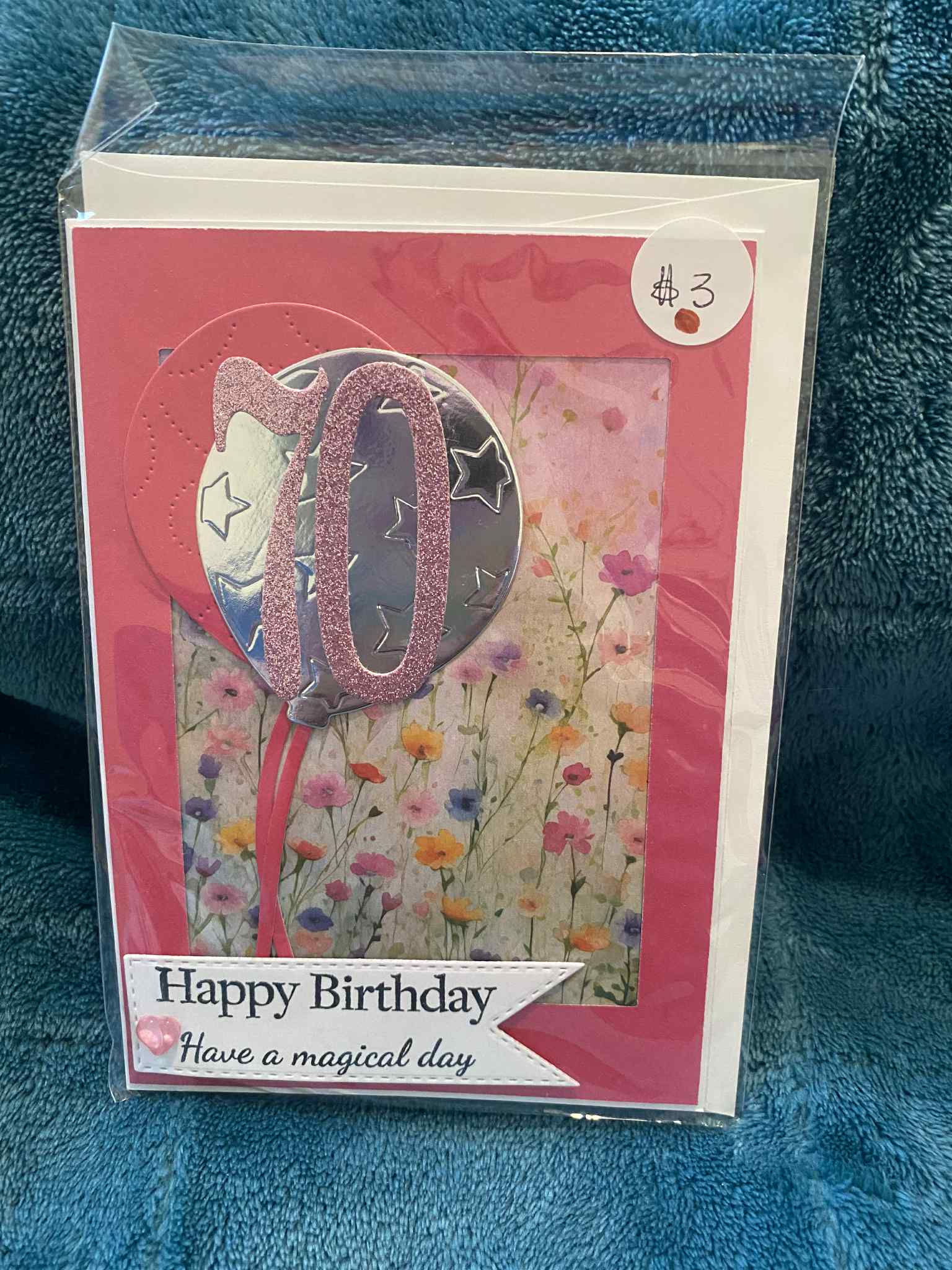 Happy 70th Birthday - Handmade Card – Pink Glitter & Floral Magic