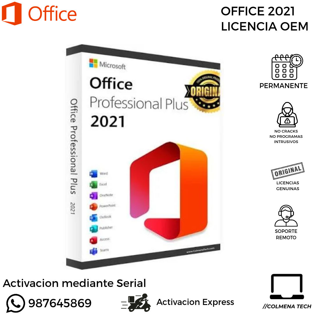 OFFICE 2021 WORD EXCEL POWER POINT LICENCIA OEM