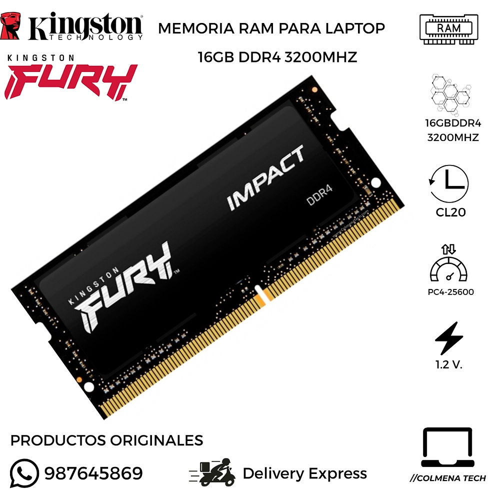 MEMORIA RAM SODIMM 16GB DDR4 3200MHZ KINGSTON FURY IMPACT KF432S20IB16 vista PRINCIPAL