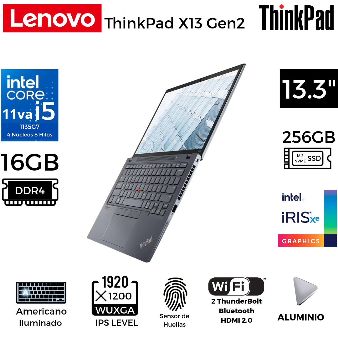 LAPTOP LENOVO THINKPAD X13 GEN 2 COREI5 1135G7 20WK005UUS 195713591638