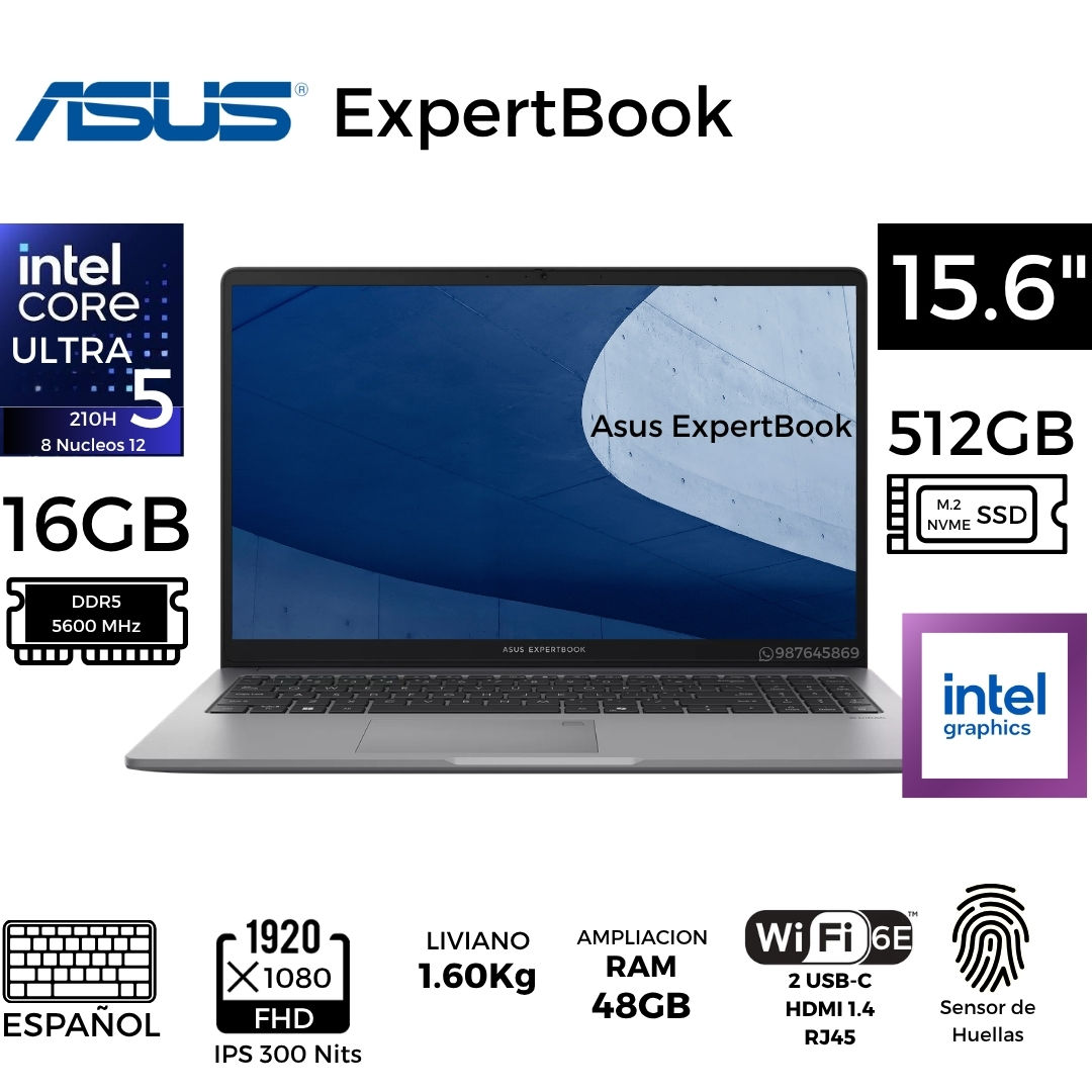 LAPTOP ASUS EXPERTBOOK P1503CVA-S72381 90NX0881-M02P90 COREI5 ULTRA 210H