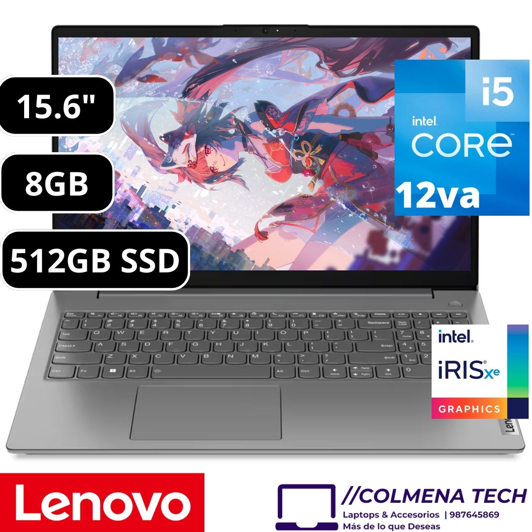 Notebook Lenovo Corei5 V15 G4 IAH 83FS0002LM Vista Frontal con detalles tecnicos