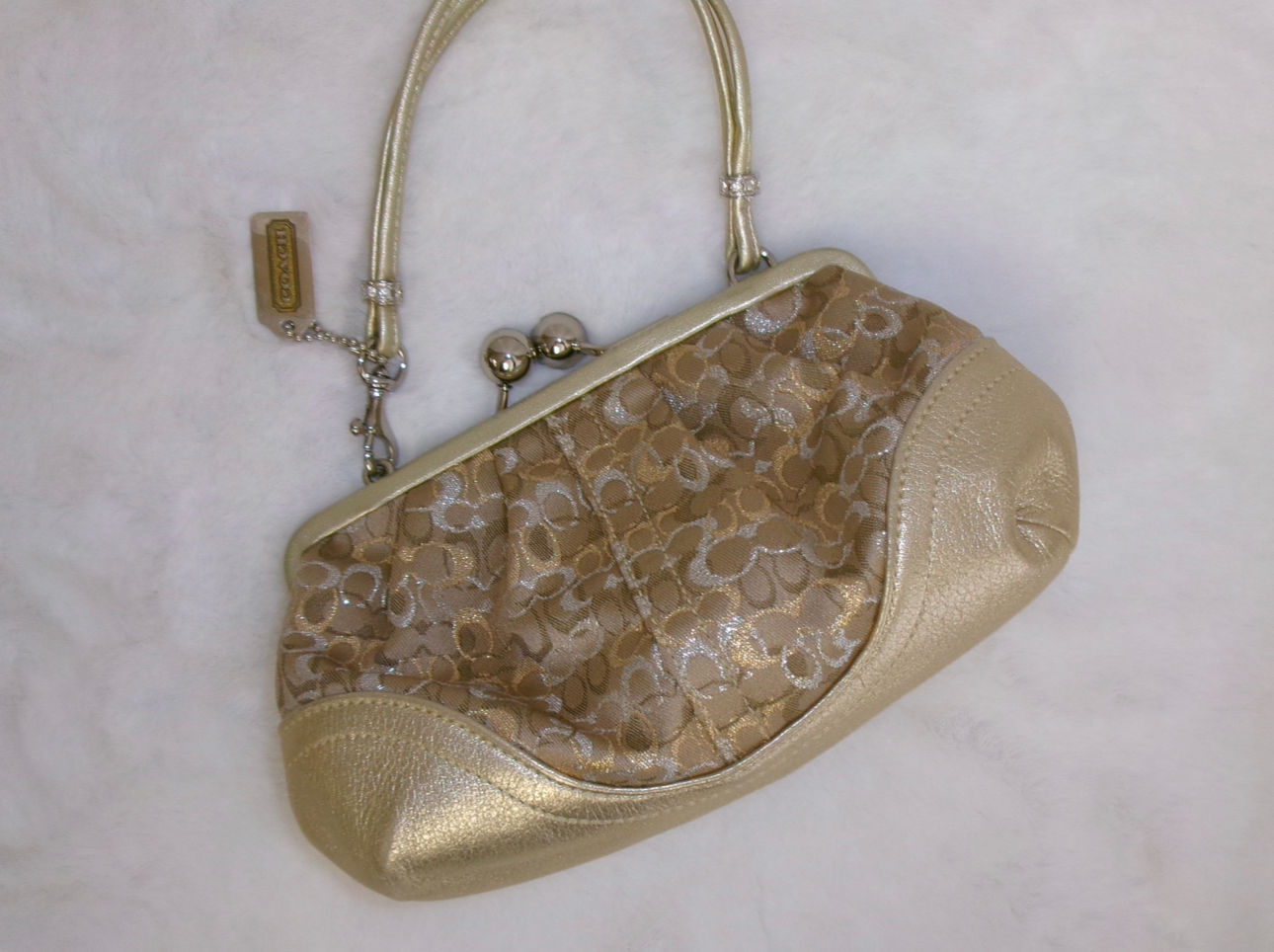 2005 Vintage Coach Gold Lurex Mini Kisslock Bag