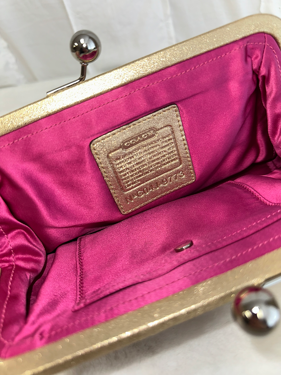 Thumbnail: 2004 Vintage Coach Kyoto Satin Gold Kisslock Japan Exclusive