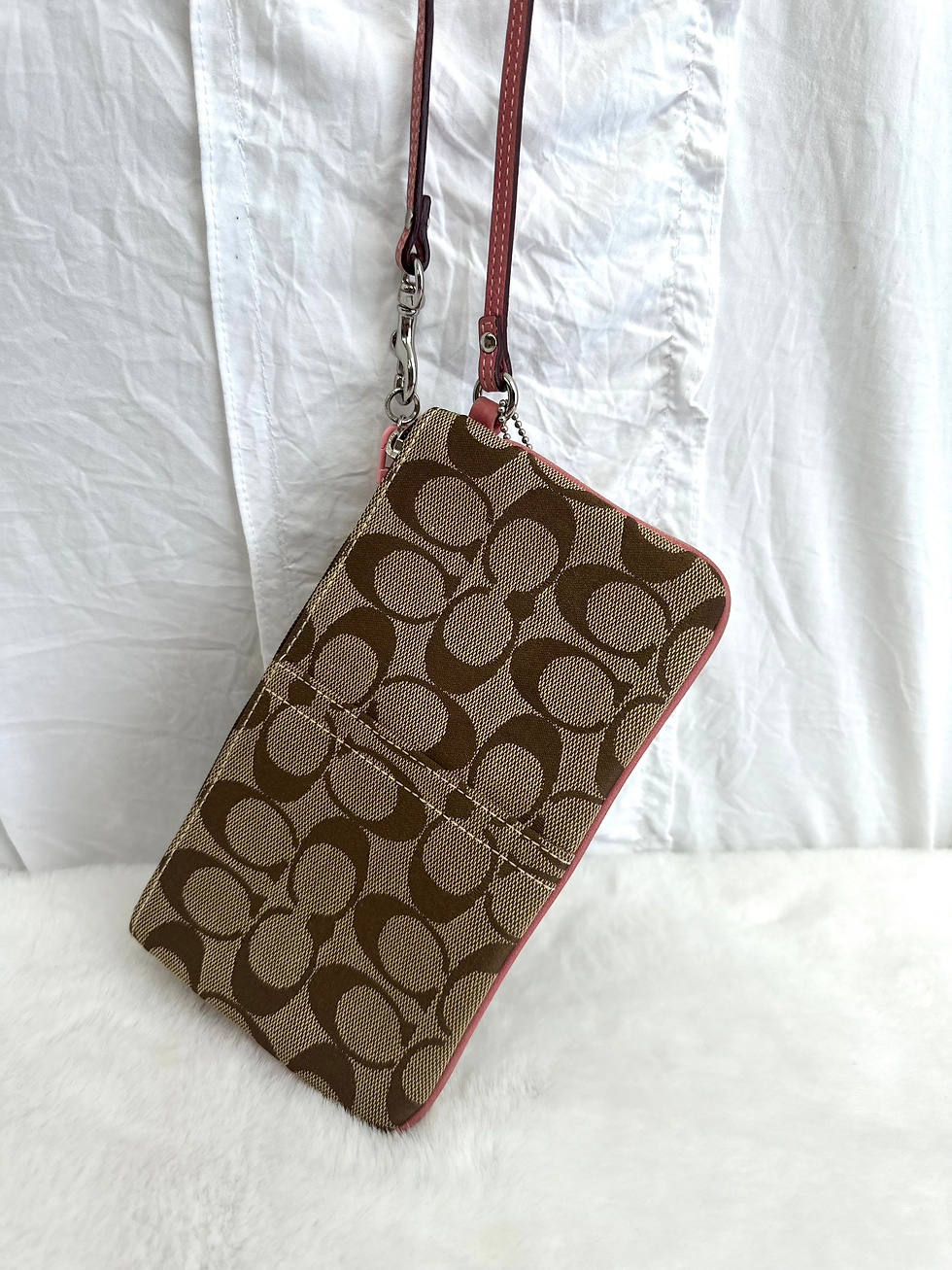 Thumbnail: Y2K Pink Signature Twin Turnlock Legacy Wristlet