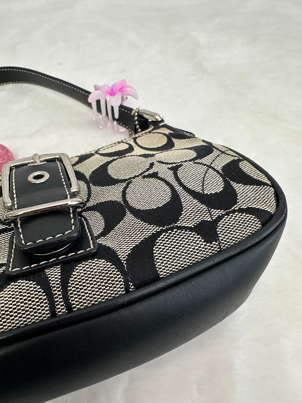 Thumbnail: 2003 Vintage Coach Gray/Black Signature Demi Buckle