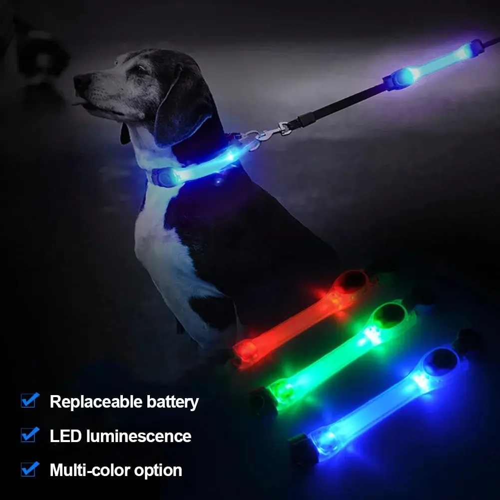 Dog Leash Anti Lost Safety Glowing Dog Collar Outdoor Waterproof LED
