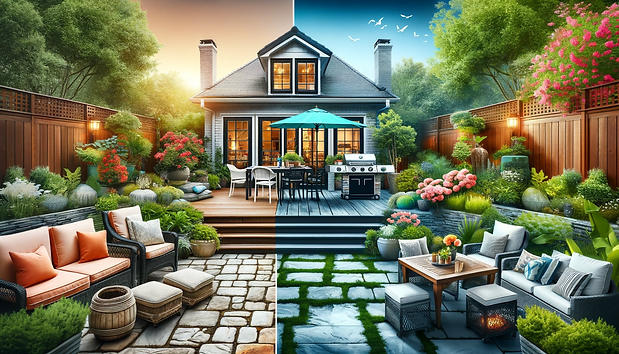 Outdoor Grill Space and Garden Patio.
