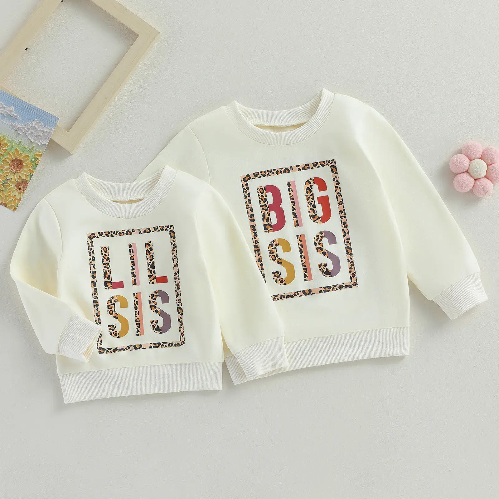 Kids Toddler Girls Sweatshirts Long Sleeve Leopard Letter Print Tops