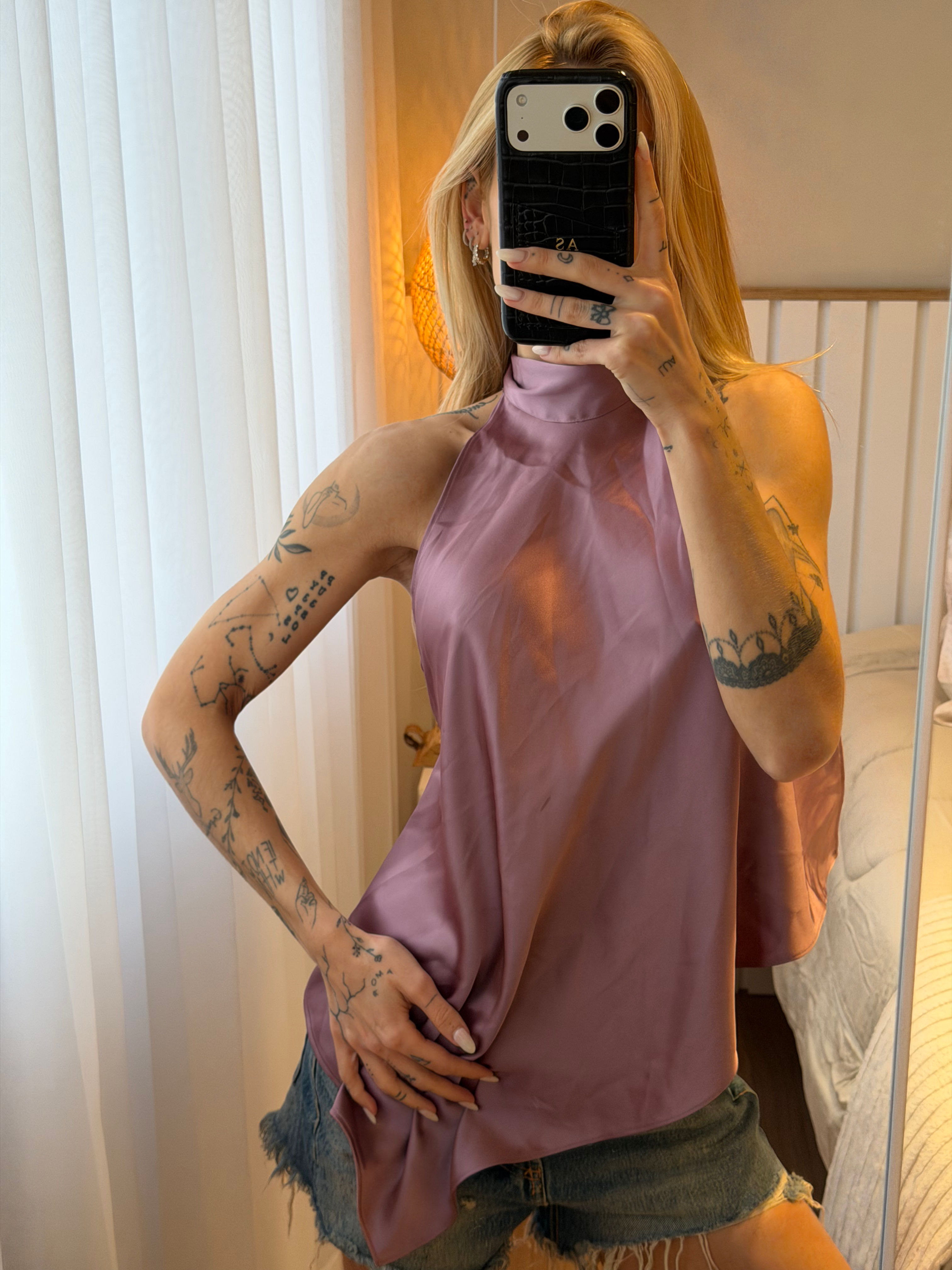 BLUSA CETIM LILÁS TAM PP