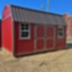 Derksen Side Lofted Barn 10x16 with double windows and side-entry doors.