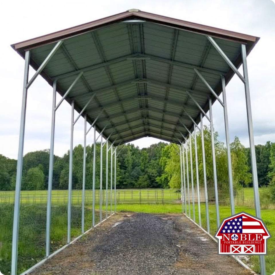 14x40 Vertical roof RV cover with open sides for ventilation