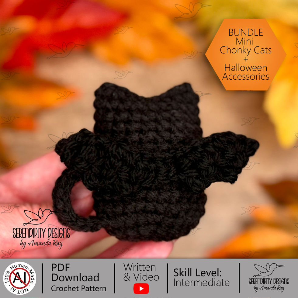 Mini Chonky Cats Halloween Crochet Pattern Bundle Bat Wings