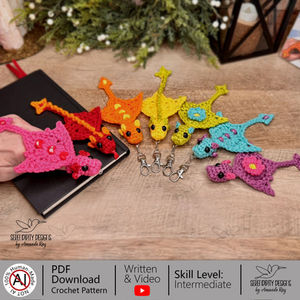 The littlest pocket dragon granny square keychain bookmark zipper pull or bag charm