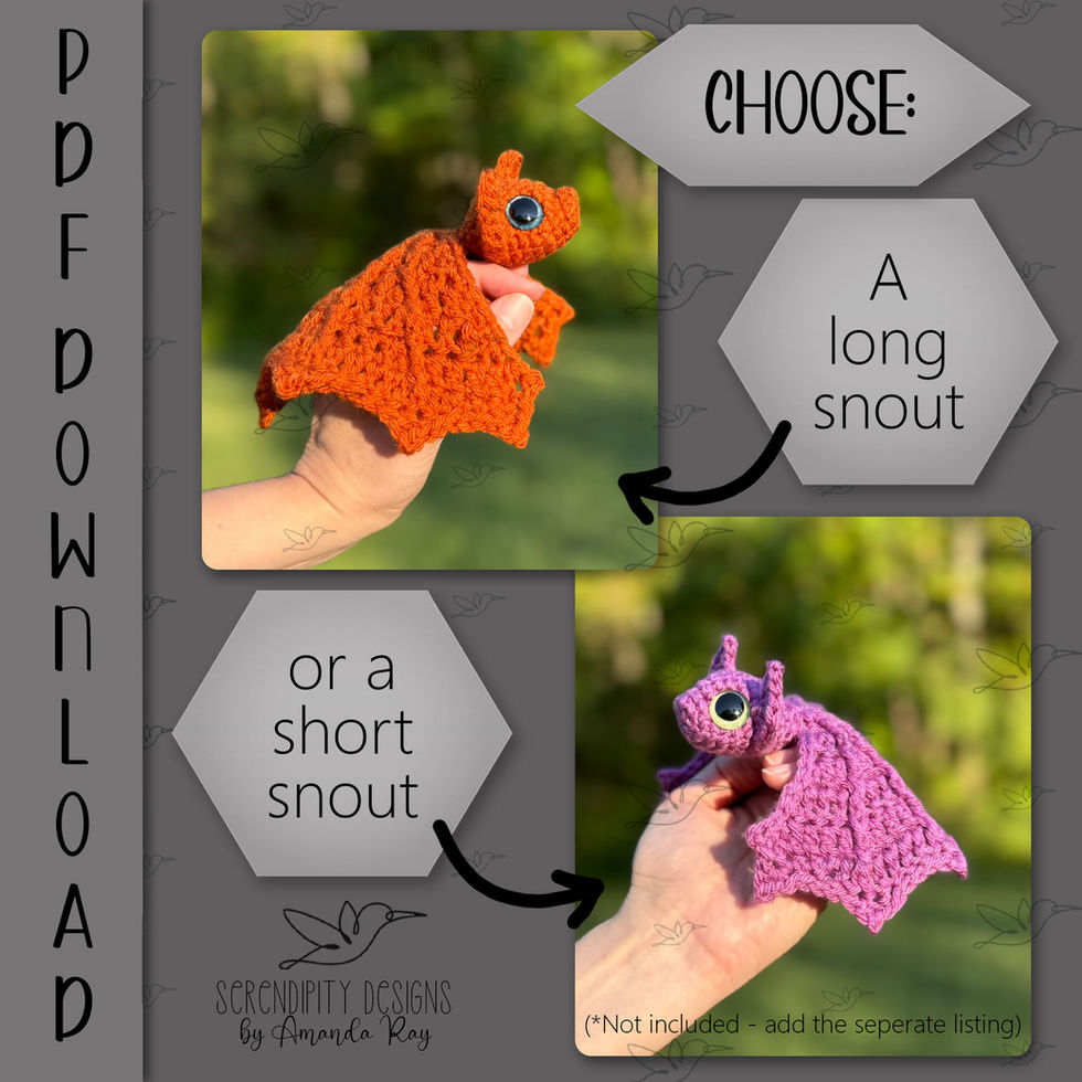 Large pocket bat crochet pattern