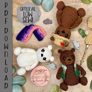 Friendly fishing bear with fishing rod bucket hat and vest crochet pattern