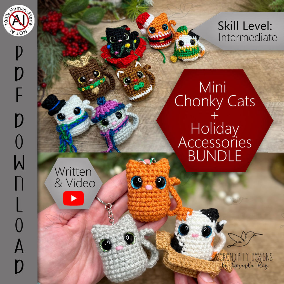 Holiday Christmas chunky chonky cats crochet pattern