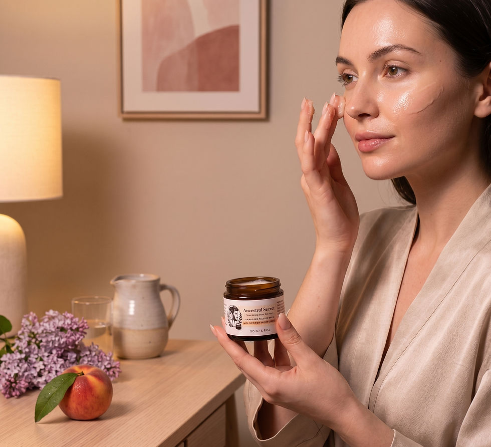 Thumbnail: night skincare routine natural balm peach scent soft glow skin