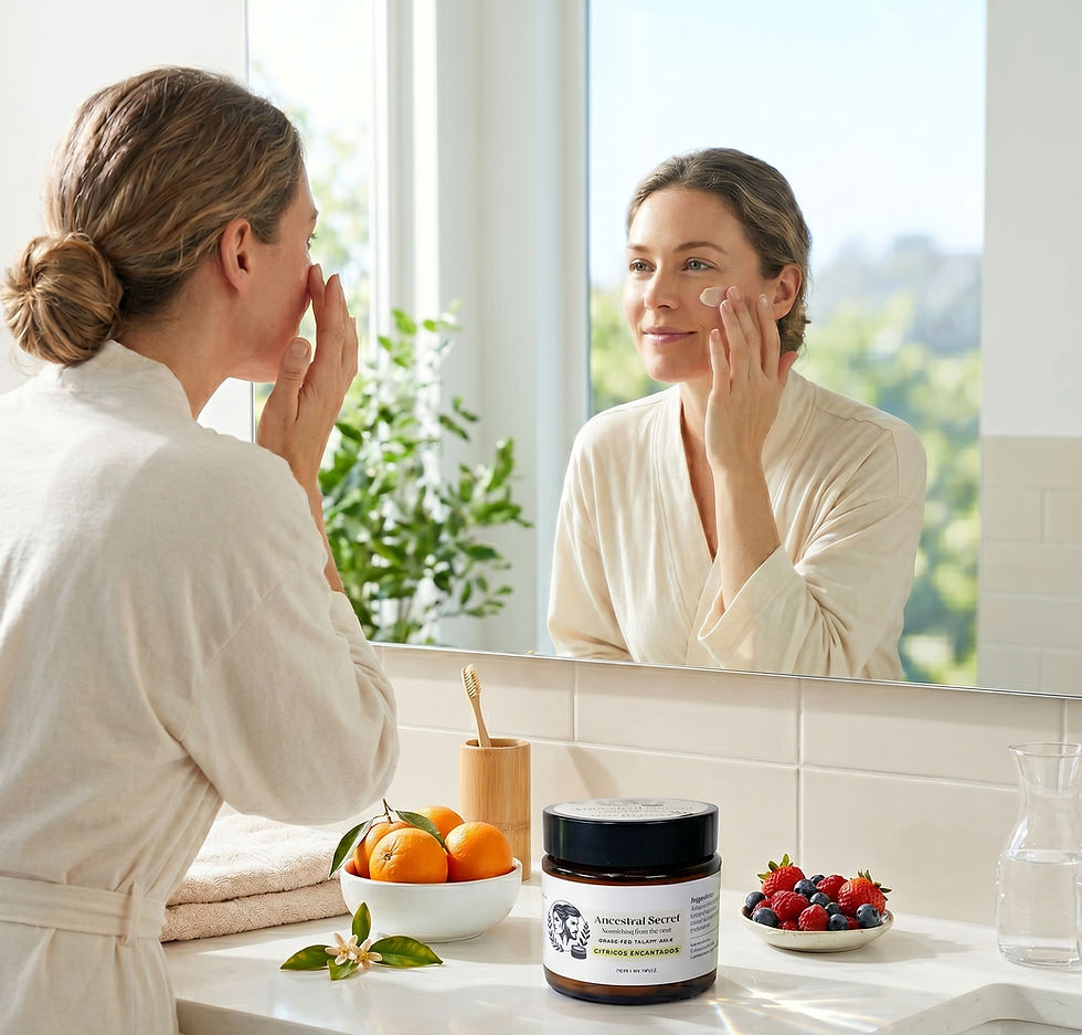 Thumbnail: fresh citrus tallow balm morning skincare routine natural light