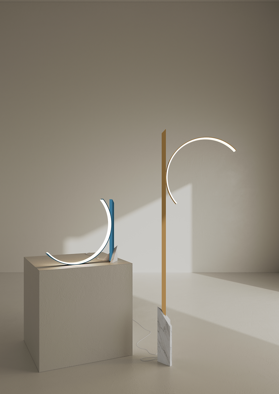 Standing Lamp Blue & Yellow
