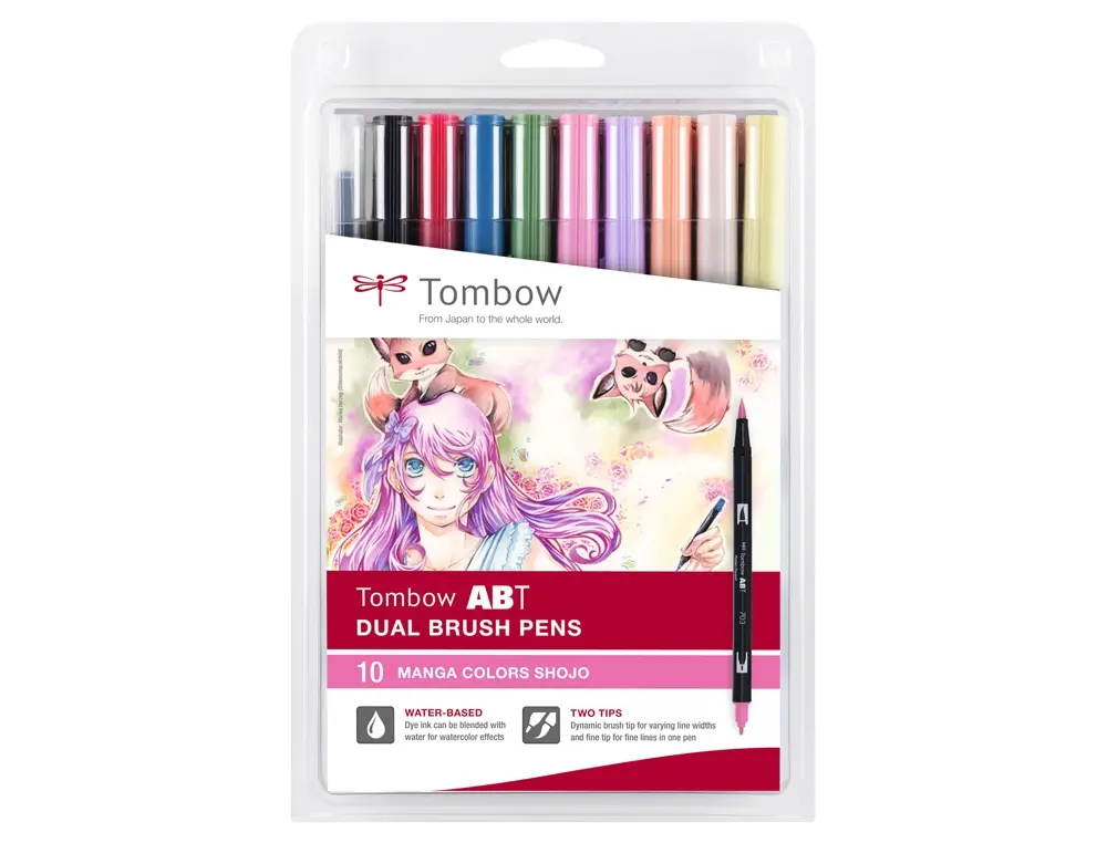 Tombow, Manga 10 dual brush pens, « Shojo »