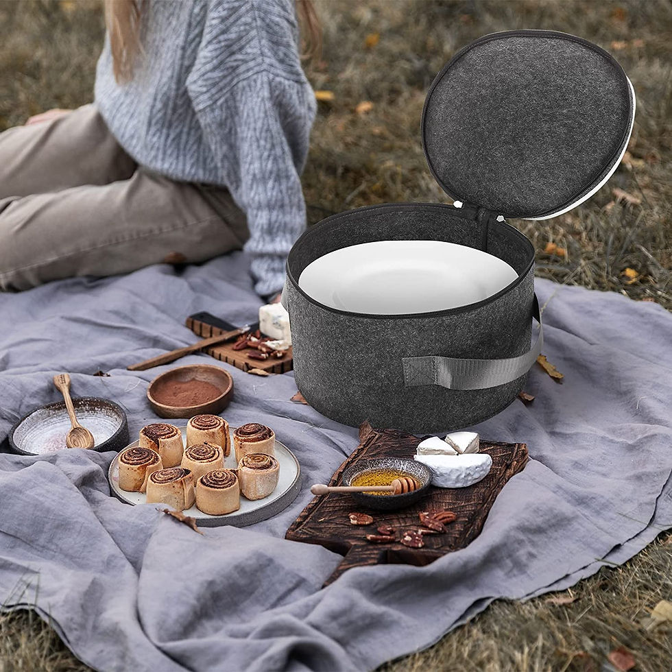 Thumbnail: Felt Plate Storage Organizer with Zipper & Handles Stackable Dinnerware Storage