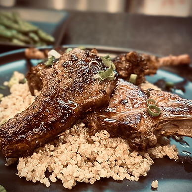 Halal New Zealand Lamb Chops with Garlic & Herb Quinoa, and Sauteed Green Beans