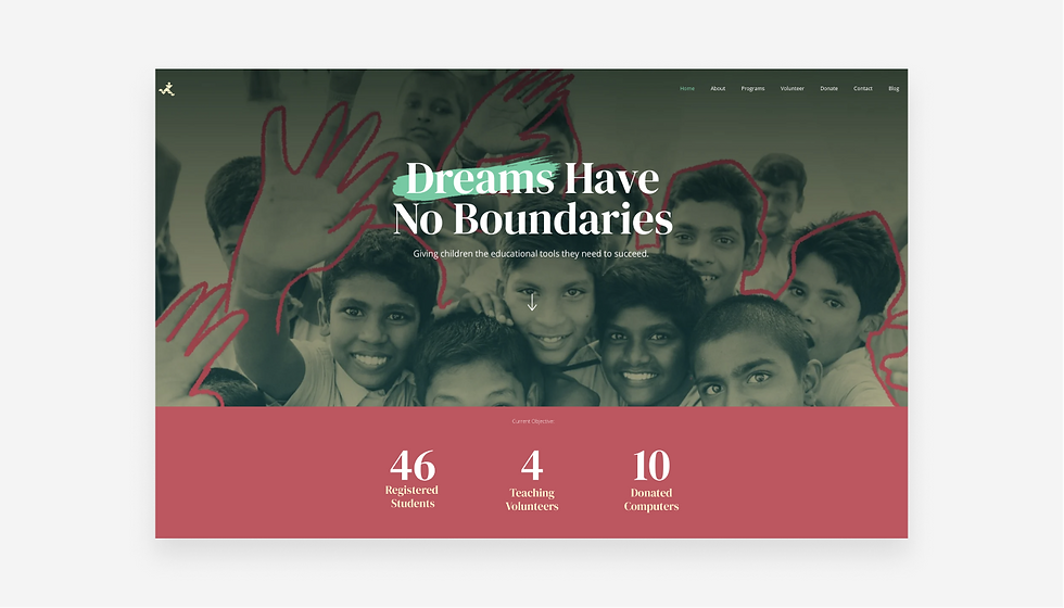 Dreams Have No Boundaries nonprofit website.