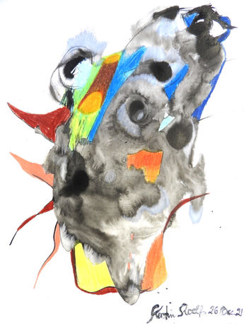 26. dec 21 -14 in x11 in -ink and pencil and watercolor on 100lb 270gsm bristol smooth lar