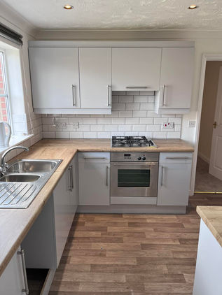 Kitchen Wrapping in Coverstyl Grey & Blue Wrap Vinyl, Kitchen Worktop Wrapping in  3M Di N