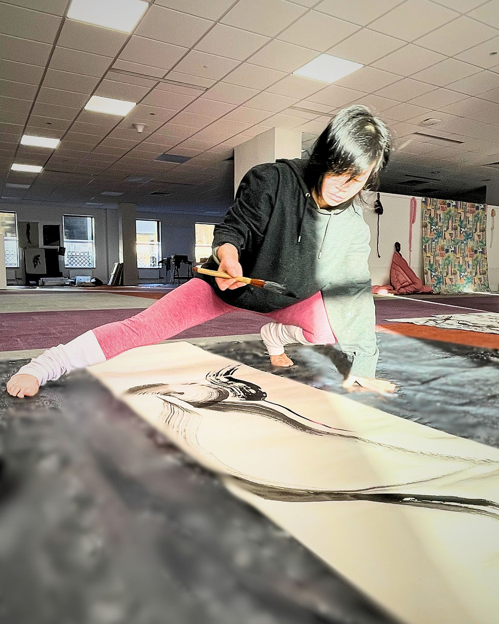 Energy art with movement, korean calligraphy and mark marking