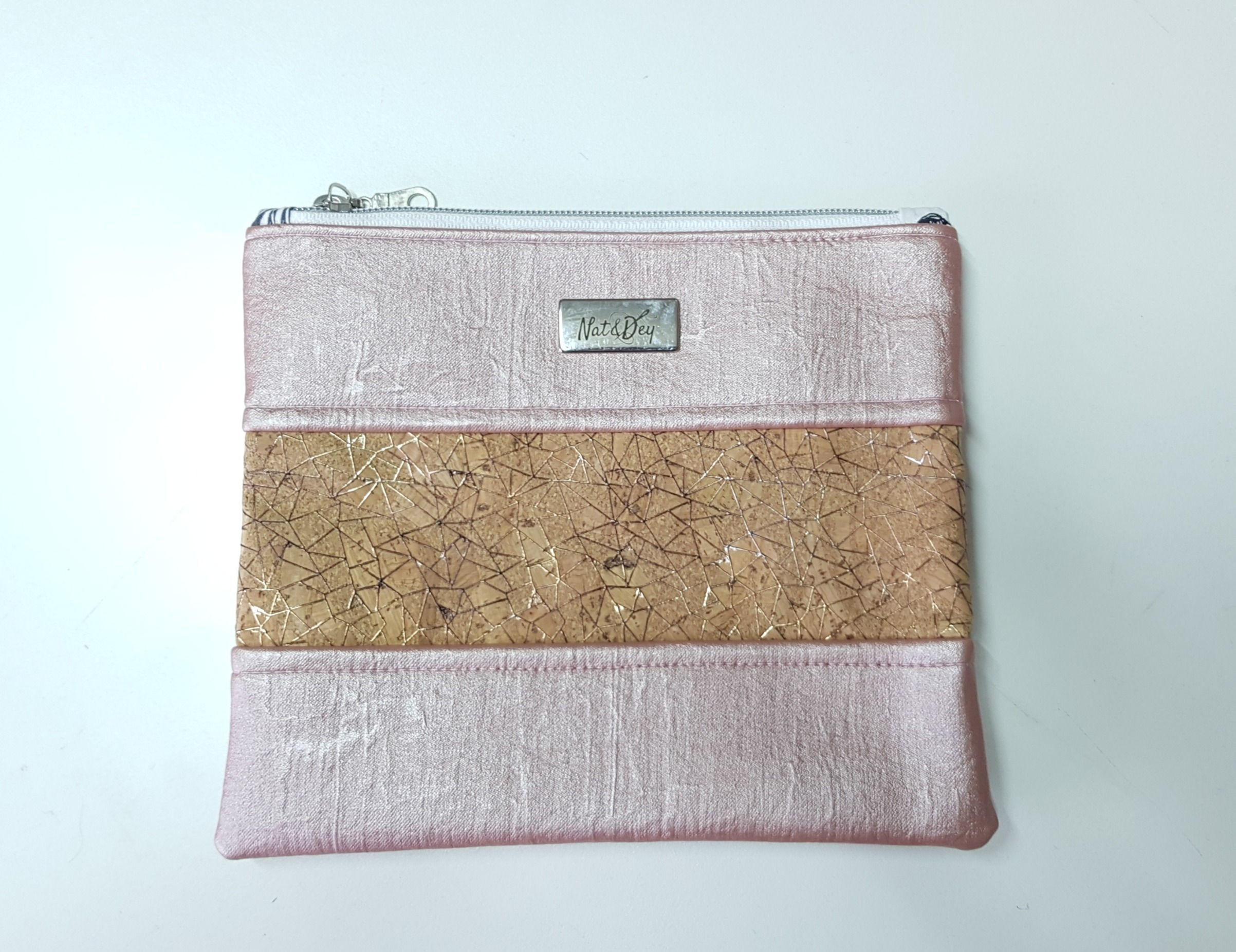 KOKTAIL, la petite pochette multi-usages - SIMILI ROSE FROISSE/ LIEGE