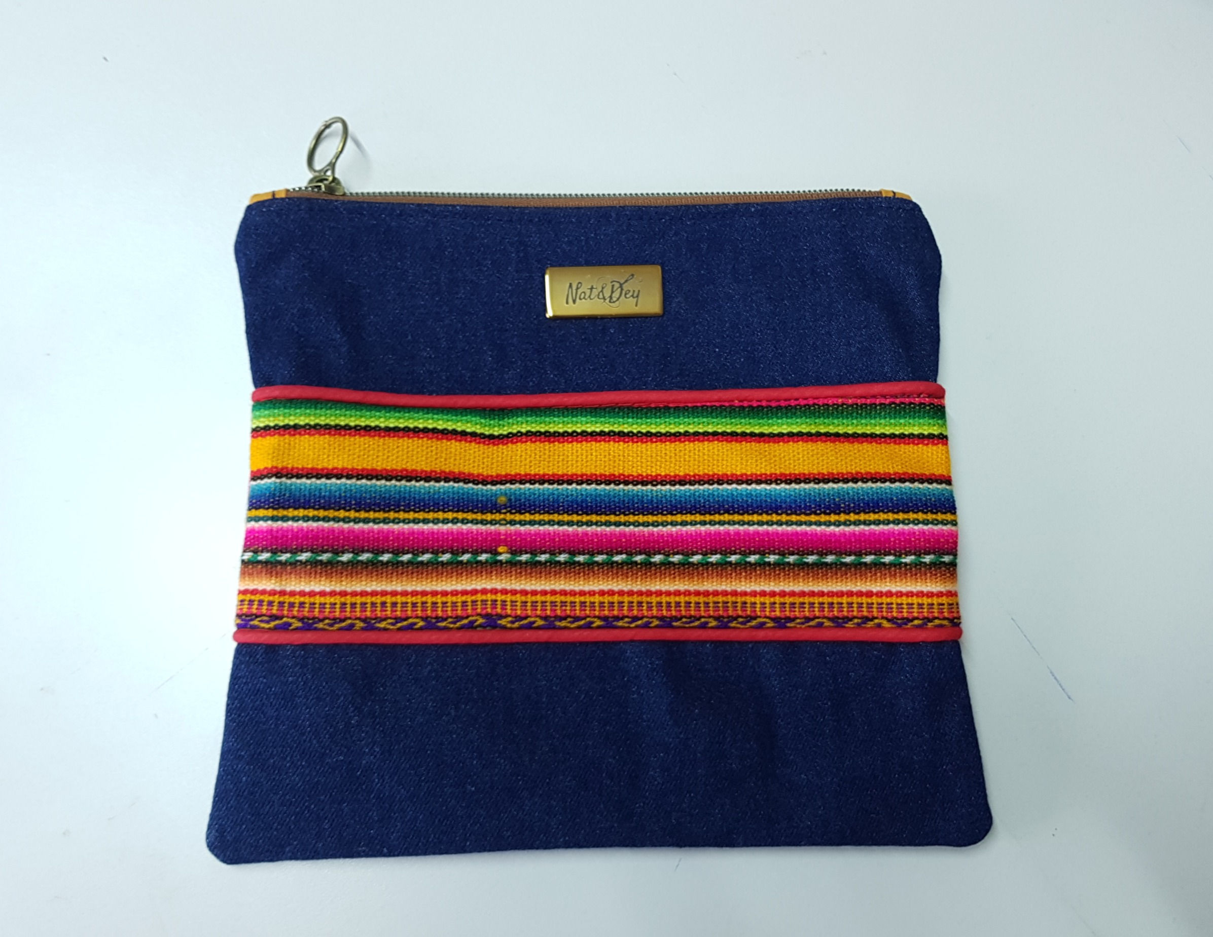 KOKTAIL, la petite pochette multi-usages - JEANS/TISSU PÉRUVIEN 