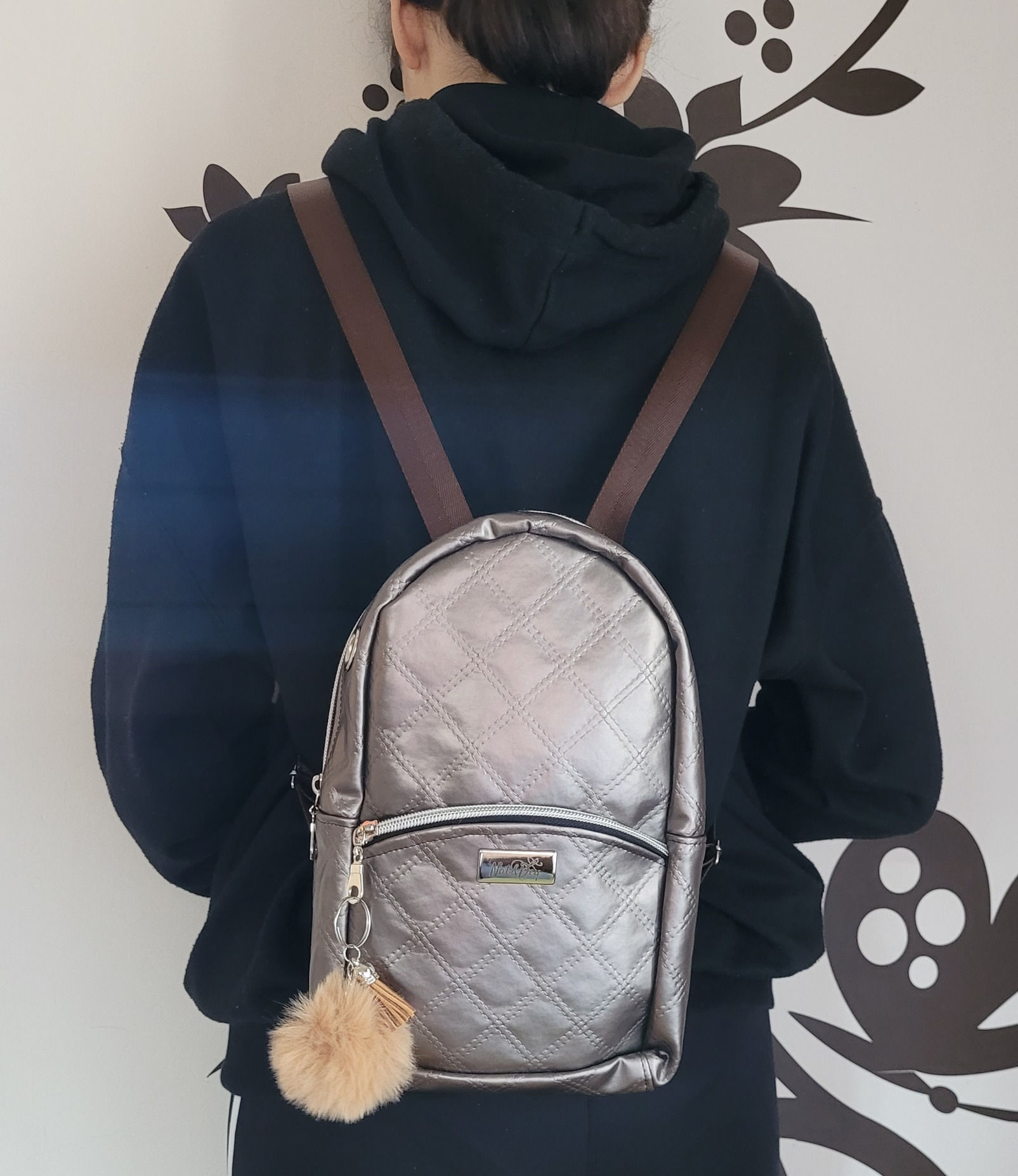 KOALA, le mini sac à dos - simili taupe métallisé