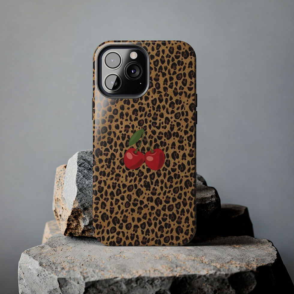 Cherry Leopard Print Tough iPhone Cases