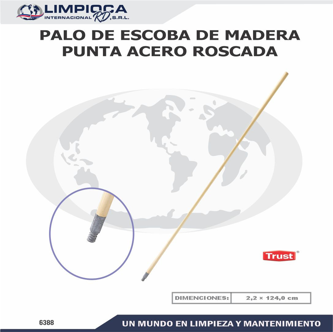 PALO DE MADERA CON PUNTA DE METAL ROSCADA