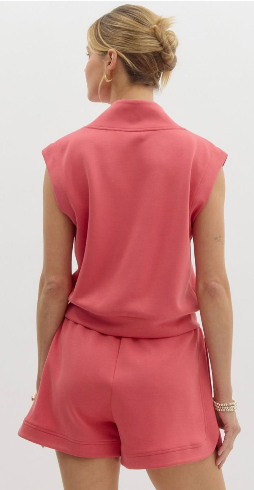 Thumbnail: Coral Quarter Zip Essential Top