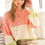 Thumbnail: Coral Oversized Color Block Sweater 