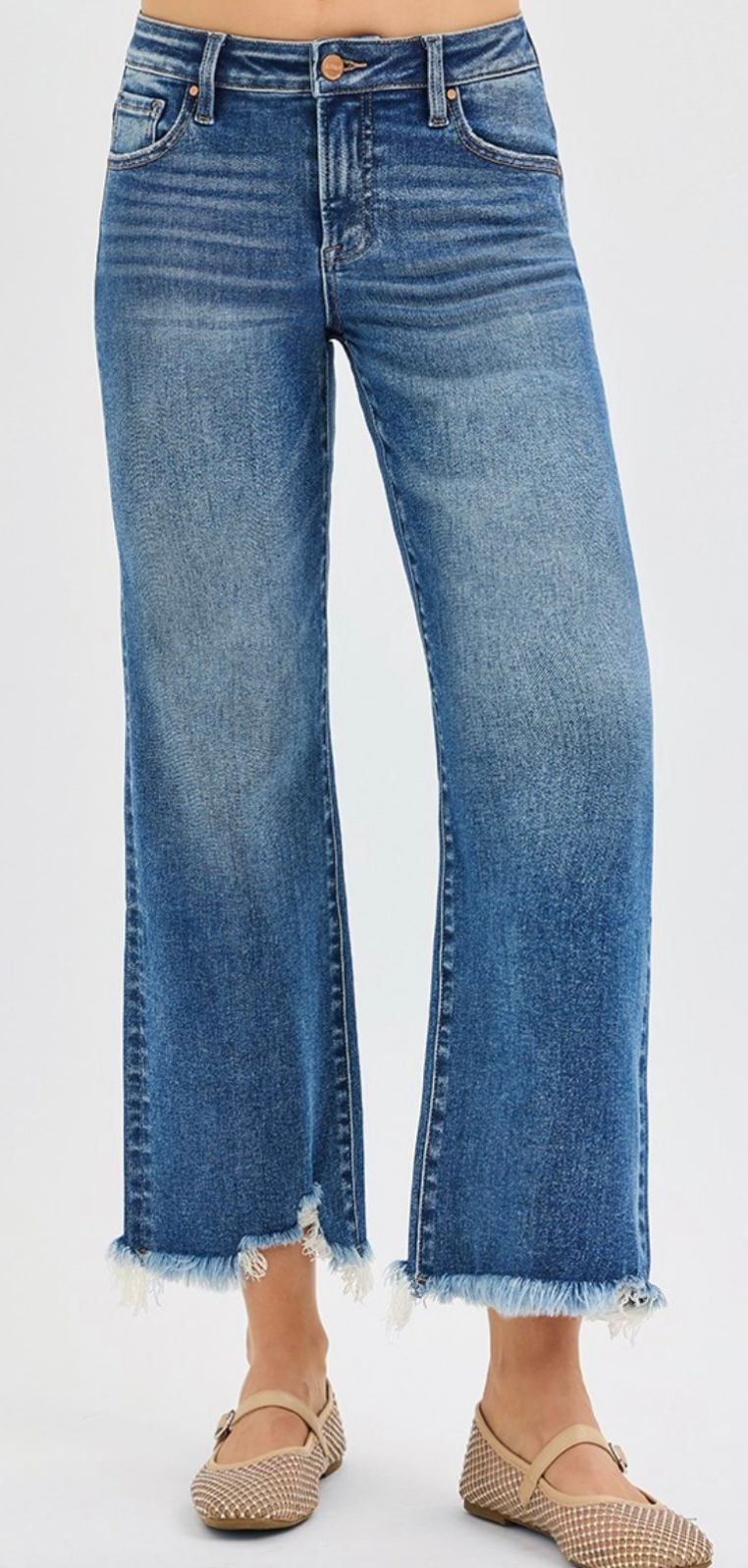Risen Mid-Rise Crop Straight Jeans