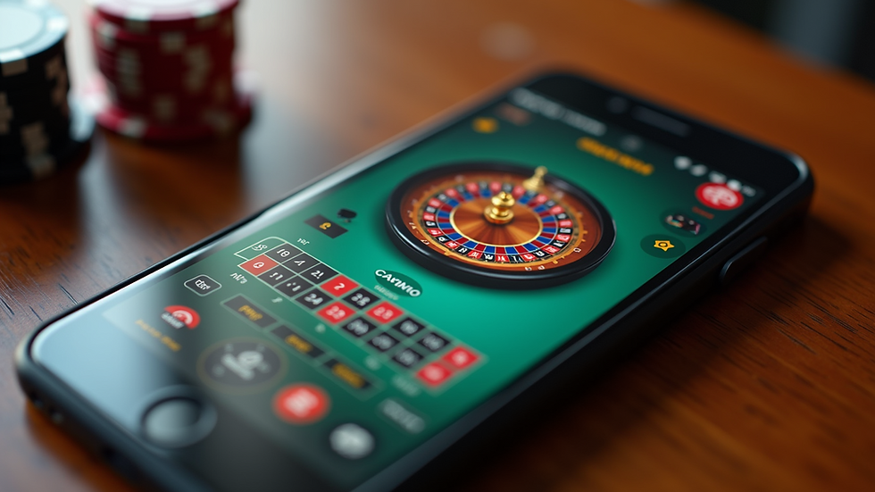 Close-up view of a smartphone displaying an online casino game interface