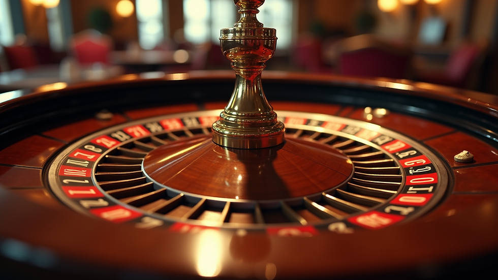 Close-up view of a roulette wheel spinning in an online casino