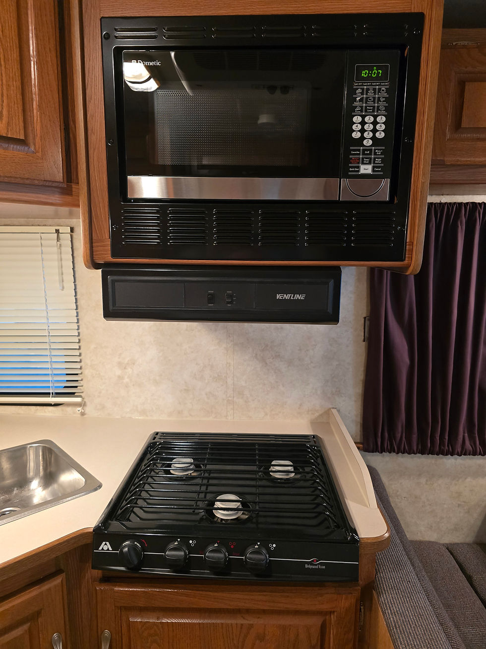 Microwave and stove