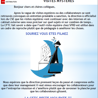 Visites mystères, ça va continuer...