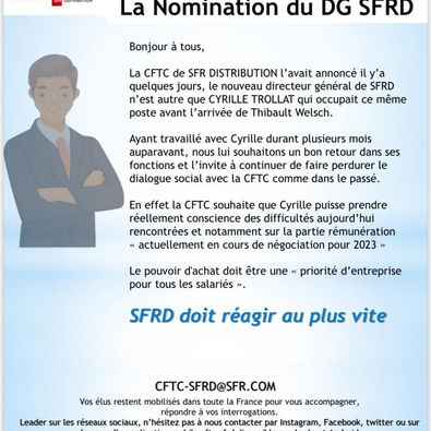 Nomination Directeur General SFRD