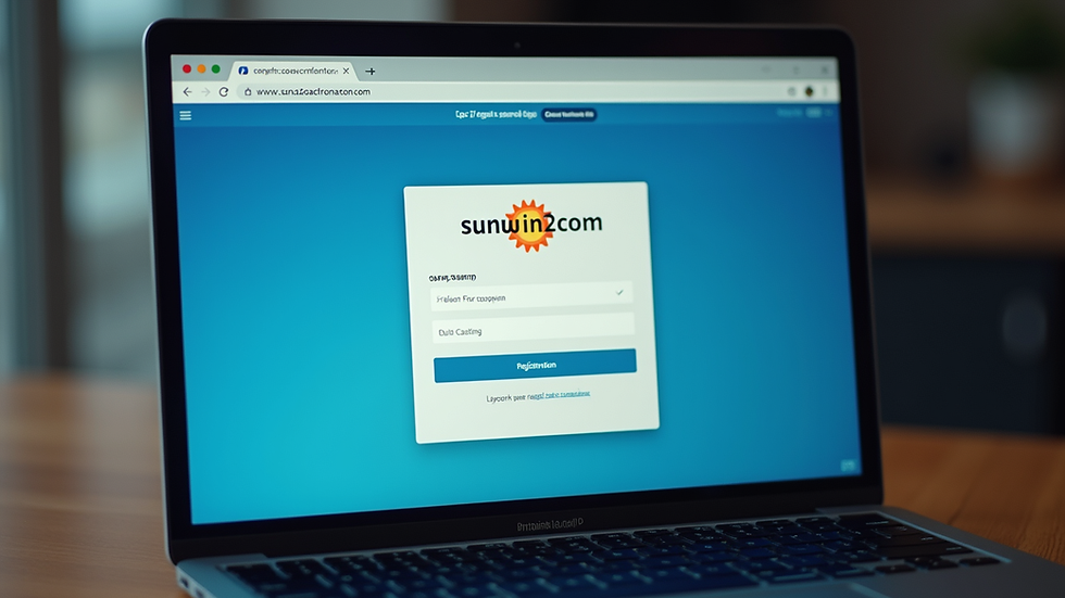 Eye-level view of a computer screen displaying the Sunwin22rucom registration page